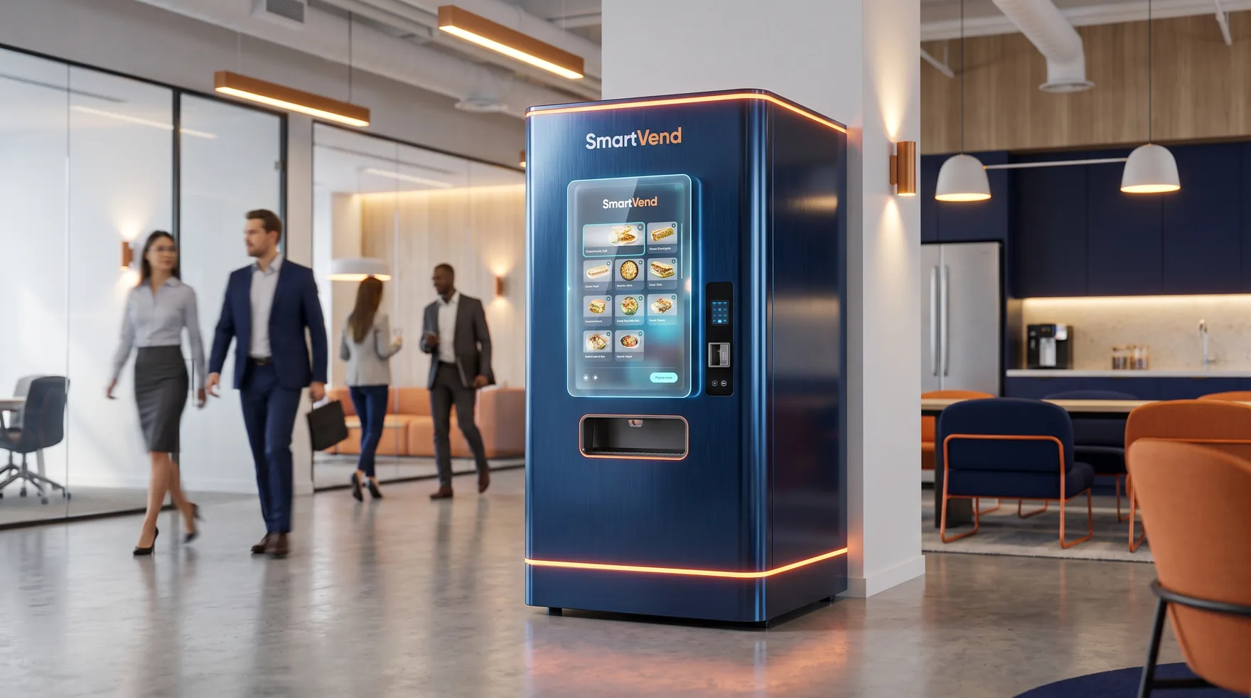 SmartVend food vending machine in a modern office lobby